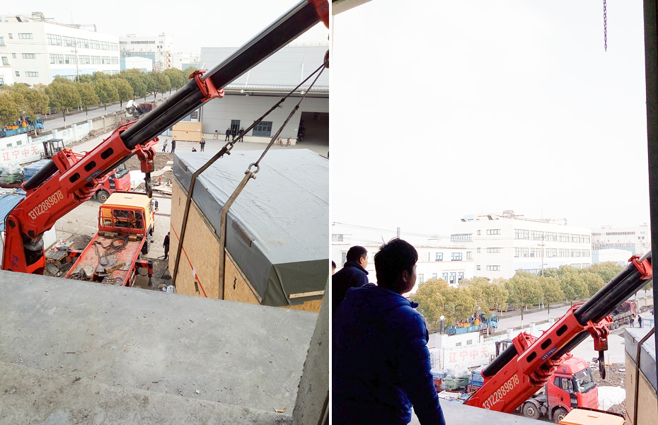 洛森精密儀器吊裝上樓